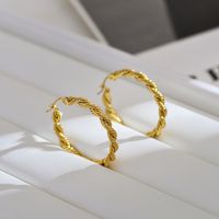 1 Pair Casual Streetwear Solid Color Stainless Steel 18k Gold Plated Hoop Earrings main image 5