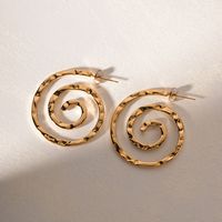 1 Paire Style Ig Rond Placage Acier Inoxydable Plaqué Or 18k Boucles D'oreilles main image 3