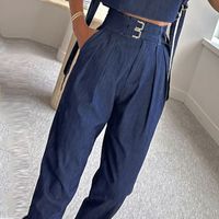 Daily Street Women's Casual Solid Color Polyester Pocket Pants Sets Pants Sets main image 3