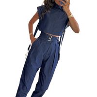 Daily Street Women's Casual Solid Color Polyester Pocket Pants Sets Pants Sets main image 2