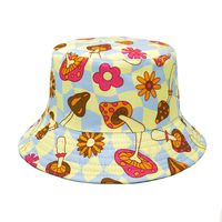 Women's Cute Flower Mushroom Printing Flat Eaves Bucket Hat sku image 2