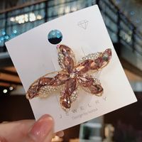 Sweet Starfish Alloy Plating Inlaid Crystal Hair Clip sku image 4