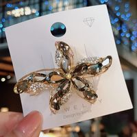 Sweet Starfish Alloy Plating Inlaid Crystal Hair Clip sku image 1
