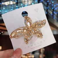 Sweet Starfish Alloy Plating Inlaid Crystal Hair Clip sku image 2