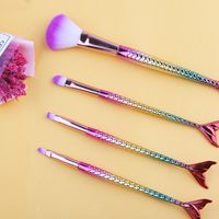 Princess Corrugated Nylon Wool Plastic Handgrip Makeup Brushes 4 Pieces Set main image 5