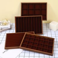 Vintage Style Solid Color Solid Wood Flannel Patchwork Jewelry Boxes main image 3