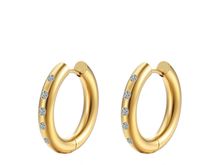 1 Pair Simple Style Classic Style Solid Color Plating Inlay Titanium Steel Rhinestones 18k Gold Plated Earrings main image 2