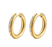 1 Pair Simple Style Classic Style Solid Color Plating Inlay Titanium Steel Rhinestones 18k Gold Plated Earrings main image 1