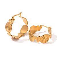 1 Pair IG Style Simple Style Swirl Pattern 316 Stainless Steel  18K Gold Plated Earrings main image 6