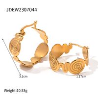 1 Pair IG Style Simple Style Swirl Pattern 316 Stainless Steel  18K Gold Plated Earrings sku image 1