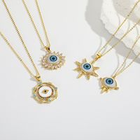 Hip-hop Retro Eye Copper Gold Plated Pendant Necklace In Bulk main image 6