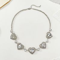 Elegant Lady Heart Shape Alloy Inlay Rhinestones Women's Necklace main image 3