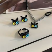 Dame Einfacher Stil Katze Titan Stahl Überzug Ringe Ohrringe Halskette main image 1