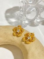 1 Pair Casual Elegant Flower Plating Inlay Copper Zircon Ear Studs main image 4