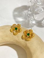 1 Pair Casual Elegant Flower Plating Inlay Copper Zircon Ear Studs main image 5