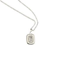 Novelty Square Sterling Silver Inlay Zircon Pendant Necklace main image 3