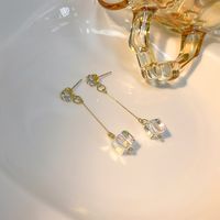 1 Pair Romantic Shiny Square Bow Knot Plating Alloy Artificial Crystal Drop Earrings main image 5