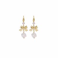 1 Pair Romantic Shiny Square Bow Knot Plating Alloy Artificial Crystal Drop Earrings main image 4
