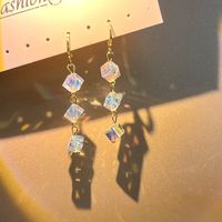 1 Pair Romantic Shiny Square Bow Knot Plating Alloy Artificial Crystal Drop Earrings main image 3