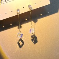 1 Pair Romantic Shiny Square Bow Knot Plating Alloy Artificial Crystal Drop Earrings main image 2