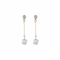 1 Pair Romantic Shiny Square Bow Knot Plating Alloy Artificial Crystal Drop Earrings sku image 2