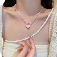Sweet Heart Shape Beaded Resin Women's Pendant Necklace main image 4
