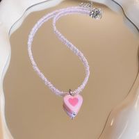Sweet Heart Shape Beaded Resin Women's Pendant Necklace sku image 1