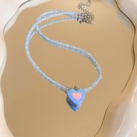 Sweet Heart Shape Beaded Resin Women's Pendant Necklace sku image 3