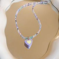 Sweet Heart Shape Beaded Resin Women's Pendant Necklace sku image 5