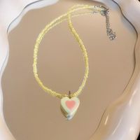 Sweet Heart Shape Beaded Resin Women's Pendant Necklace sku image 2