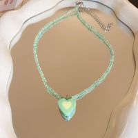 Sweet Heart Shape Beaded Resin Women's Pendant Necklace sku image 4