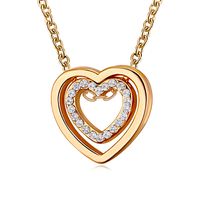 Sweet Heart Shape Alloy Plating Inlay Artificial Gemstones Women's Pendant Necklace sku image 1