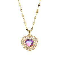 Sweet Heart Shape Titanium Steel Copper Zircon Pendant Necklace In Bulk main image 3