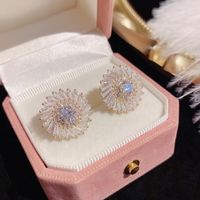 1 Pair Luxurious Sunflower Plating Inlay Copper Zircon Gold Plated Ear Studs main image 1