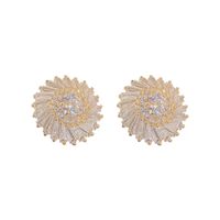 1 Pair Luxurious Sunflower Plating Inlay Copper Zircon Gold Plated Ear Studs main image 2