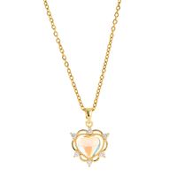 Lady Heart Shape Flower Titanium Steel Plating Inlay Zircon Gold Plated Pendant Necklace main image 3