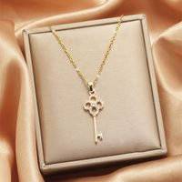 Lady Heart Shape Flower Titanium Steel Plating Inlay Zircon Gold Plated Pendant Necklace sku image 23