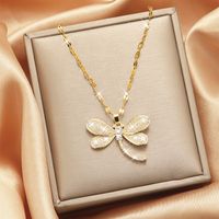 Lady Heart Shape Flower Titanium Steel Plating Inlay Zircon Gold Plated Pendant Necklace sku image 48