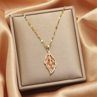 Lady Heart Shape Flower Titanium Steel Plating Inlay Zircon Gold Plated Pendant Necklace sku image 34