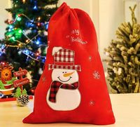 Christmas Cute Christmas Tree Santa Claus Snowman Gold Velvet Party Gift Bags sku image 3