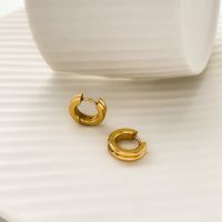 1 Paar Einfacher Stil Einfarbig Überzug Titan Stahl Vergoldet Ohrringe sku image 3