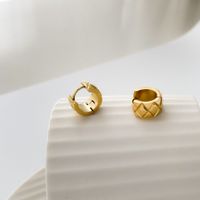 1 Pair Simple Style Solid Color Plating Titanium Steel Gold Plated Earrings main image 4