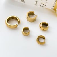 1 Pair Simple Style Solid Color Plating Titanium Steel Gold Plated Earrings main image 6