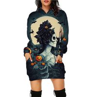 Women's Hoodie Long Sleeve Hoodies & Sweatshirts Printing Casual Cat Skeleton Ghost main image 4