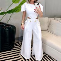 Women's Street Casual Solid Color Full Length Pocket Hollow Out Jumpsuits main image 5