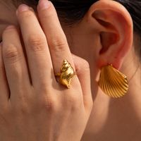 Simple Style Conch Stainless Steel Plating 18k Gold Plated Open Rings main image 4