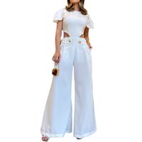 Women's Street Casual Solid Color Full Length Pocket Hollow Out Jumpsuits main image 3