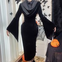 Women's Sheath Dress Sexy V Neck Hooded Long Sleeve Solid Color Midi Dress Party Stage Festival main image 5