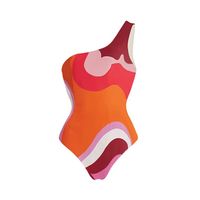 امرأة جنسي كتلة اللون طباعة 2 قطعة مجموعة قطعة واحدة ملابس السباحة main image 4