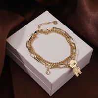 Cartoon Style Japanese Style Simple Style Bear Copper Plating Inlay Zircon 18k Gold Plated Bracelets main image 1